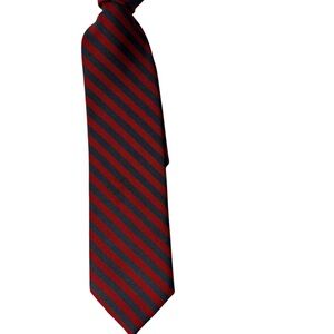 Little Boys Toddler Navy & Red Stripe Clip On Tie 10" Long 2” Wide